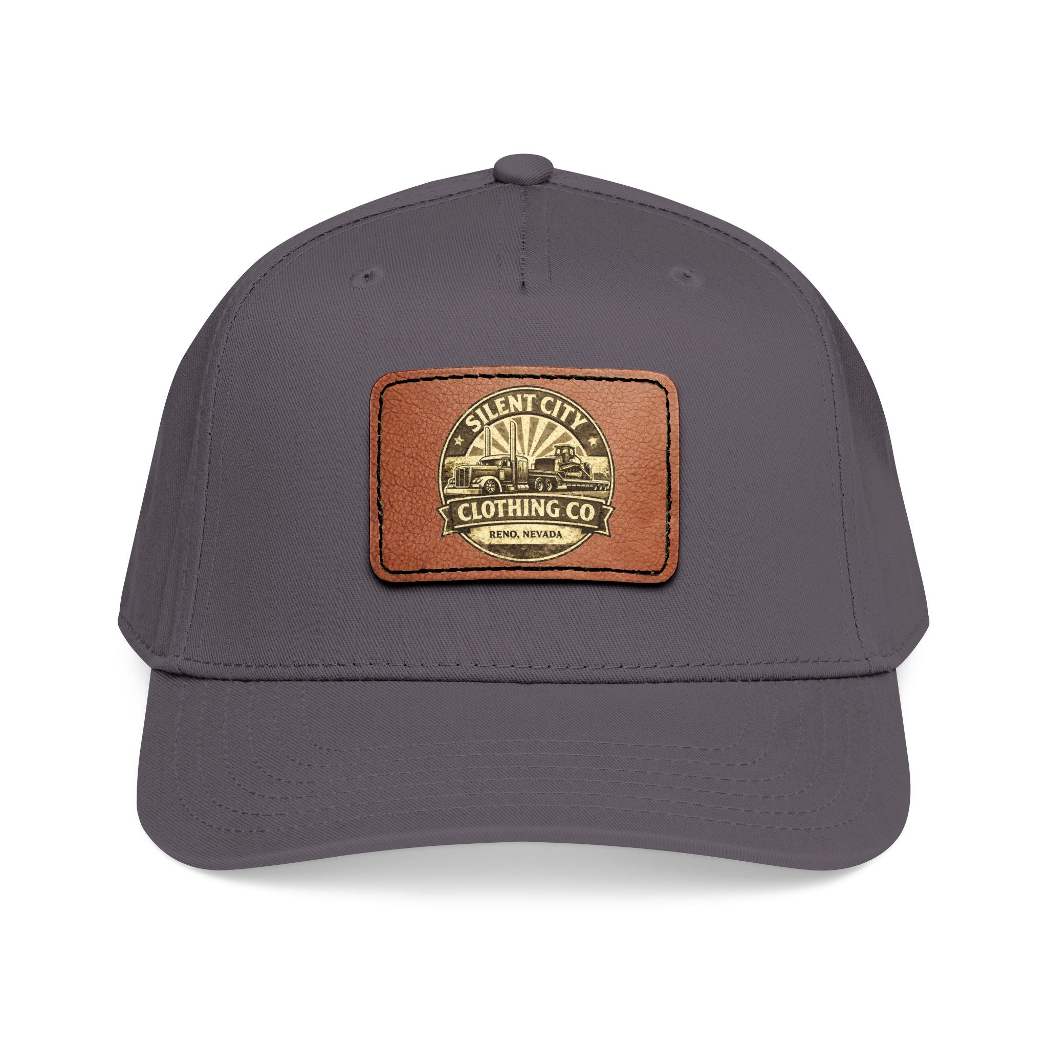 Mid Profile Baseball Cap with Leather Patch (Rectangle)