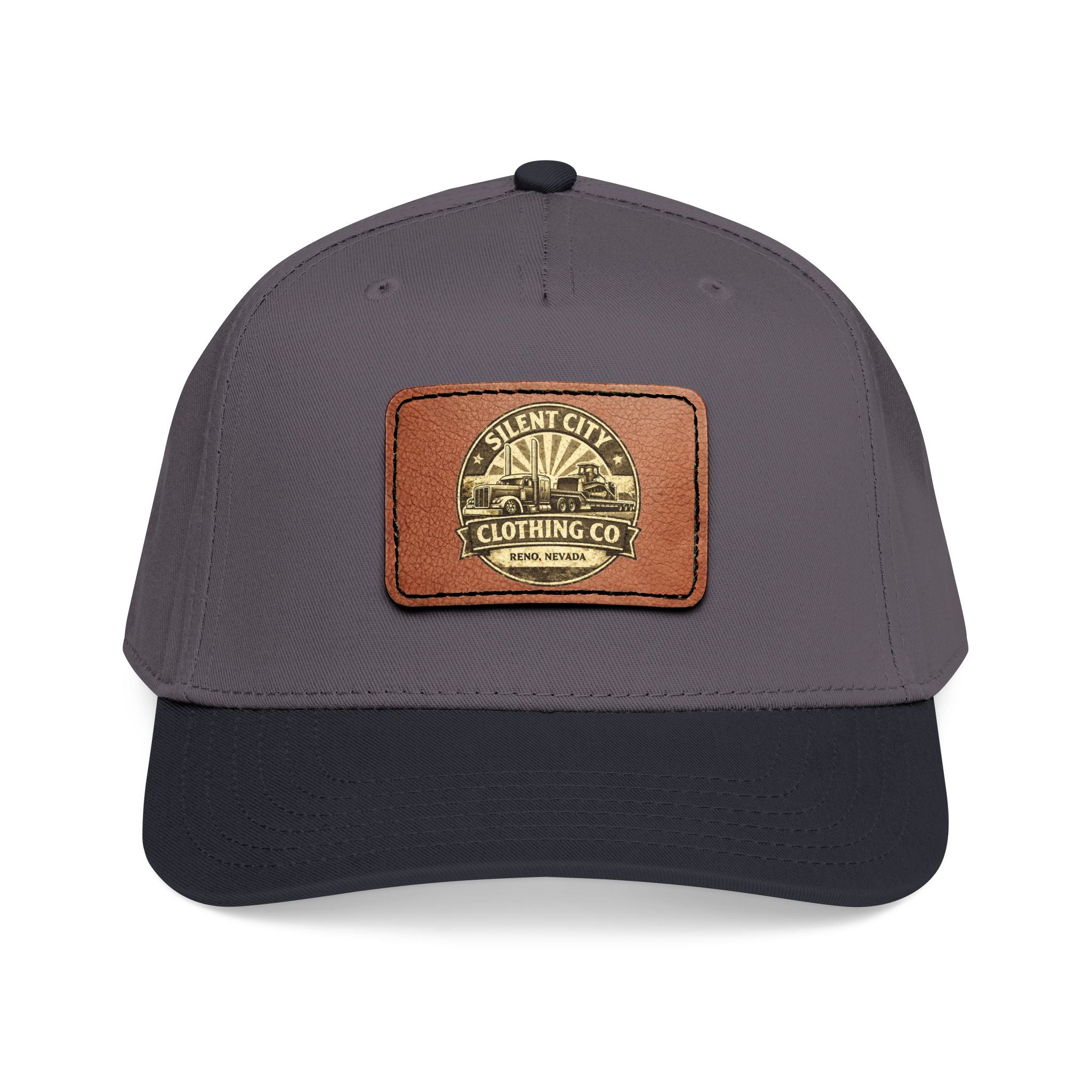 Mid Profile Baseball Cap with Leather Patch (Rectangle)