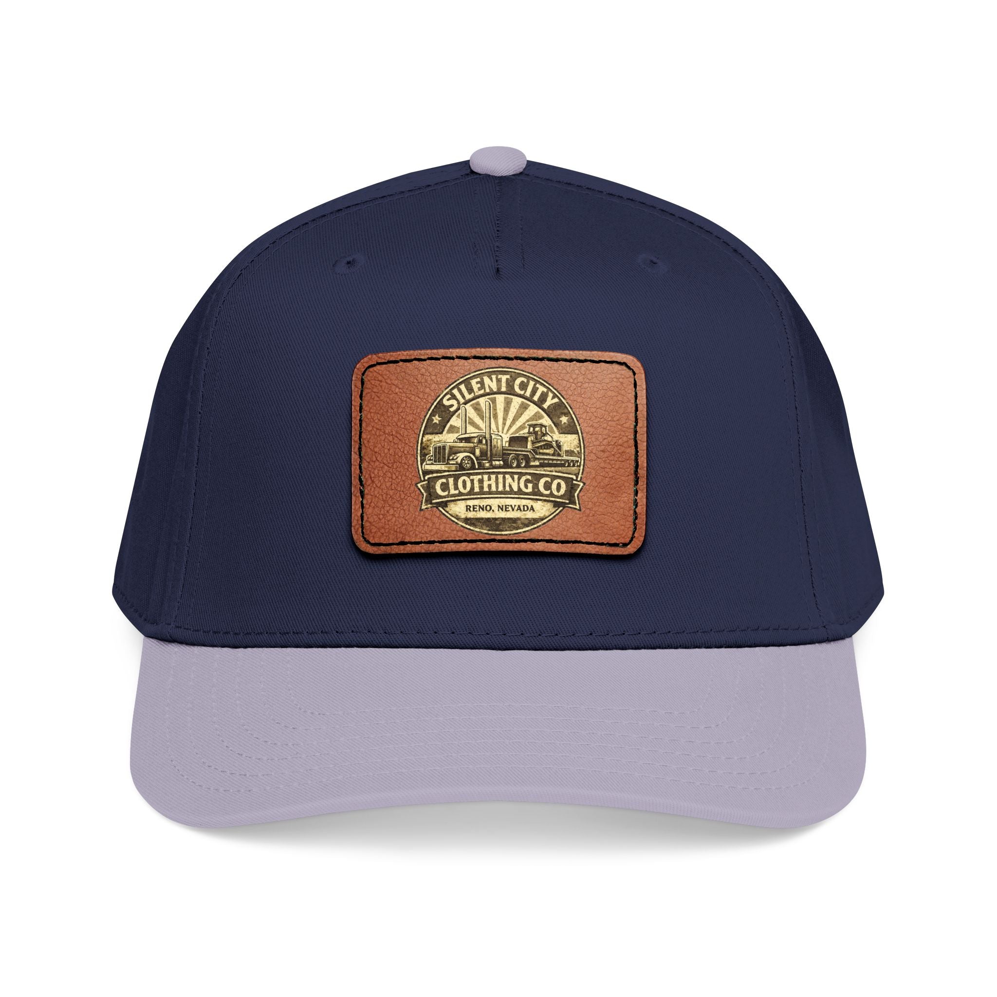 Mid Profile Baseball Cap with Leather Patch (Rectangle)