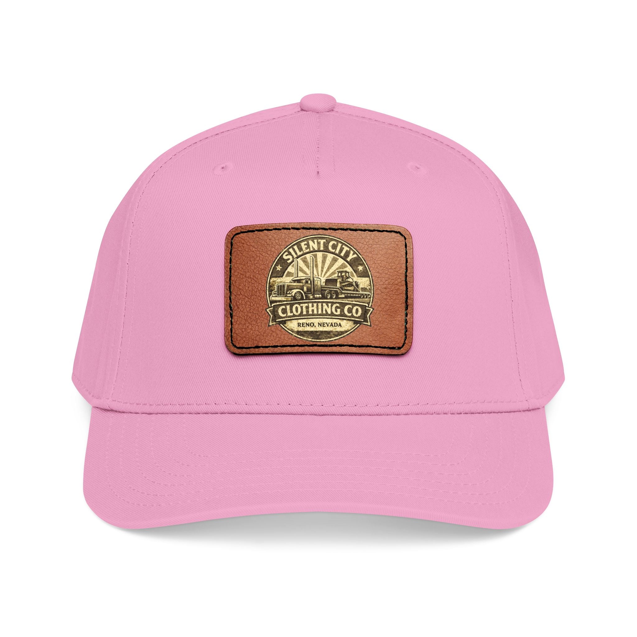 Mid Profile Baseball Cap with Leather Patch (Rectangle)