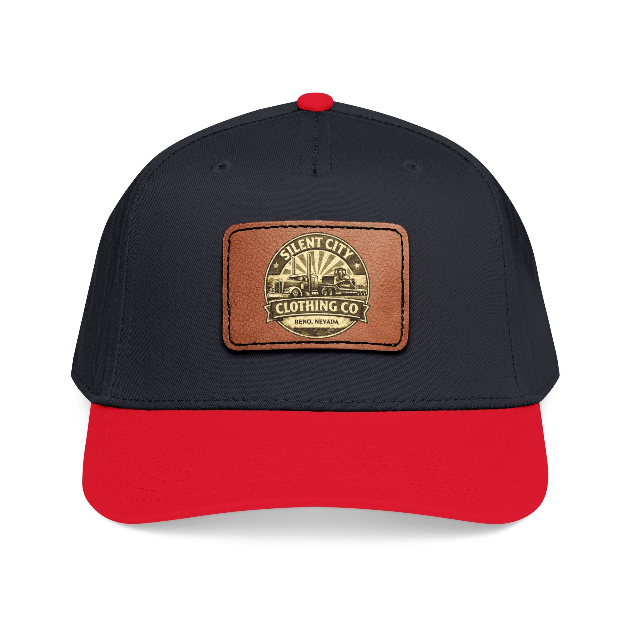 Mid Profile Baseball Cap with Leather Patch (Rectangle)