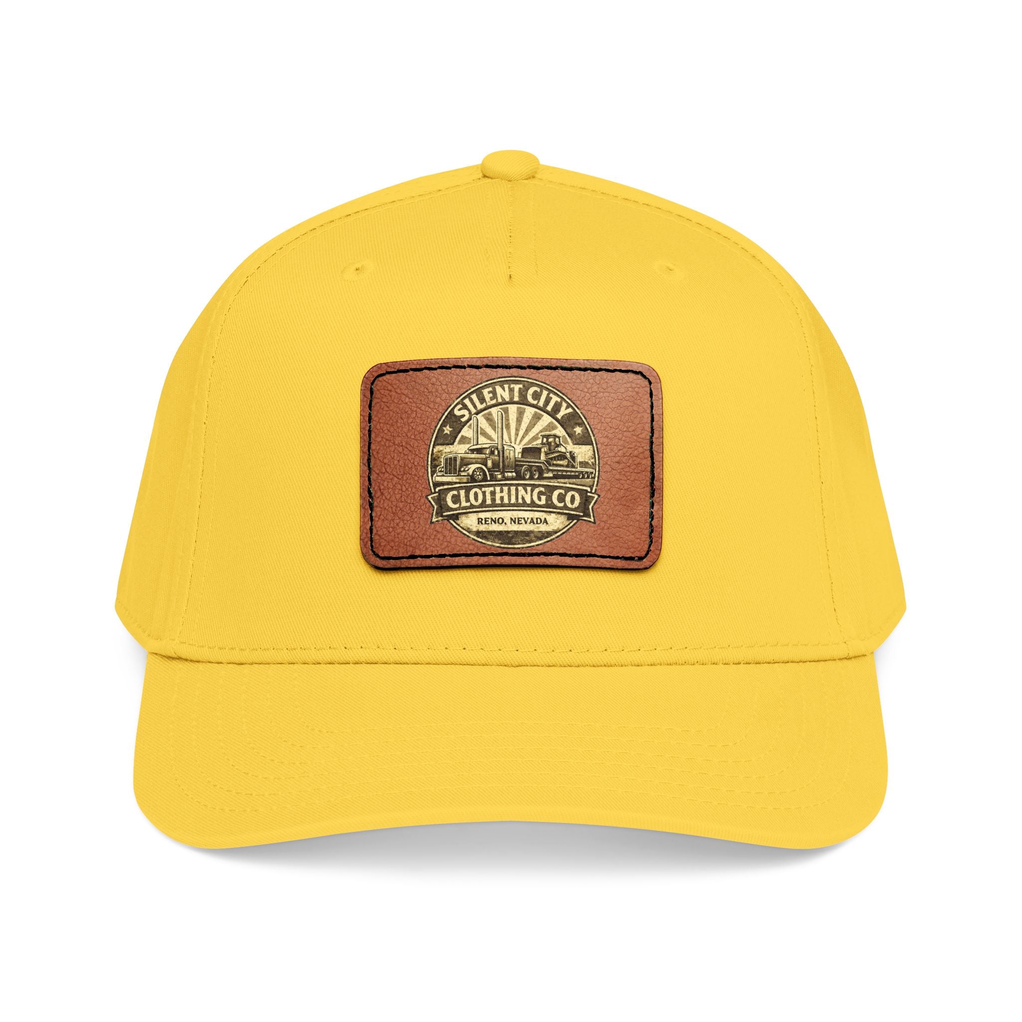 Mid Profile Baseball Cap with Leather Patch (Rectangle)