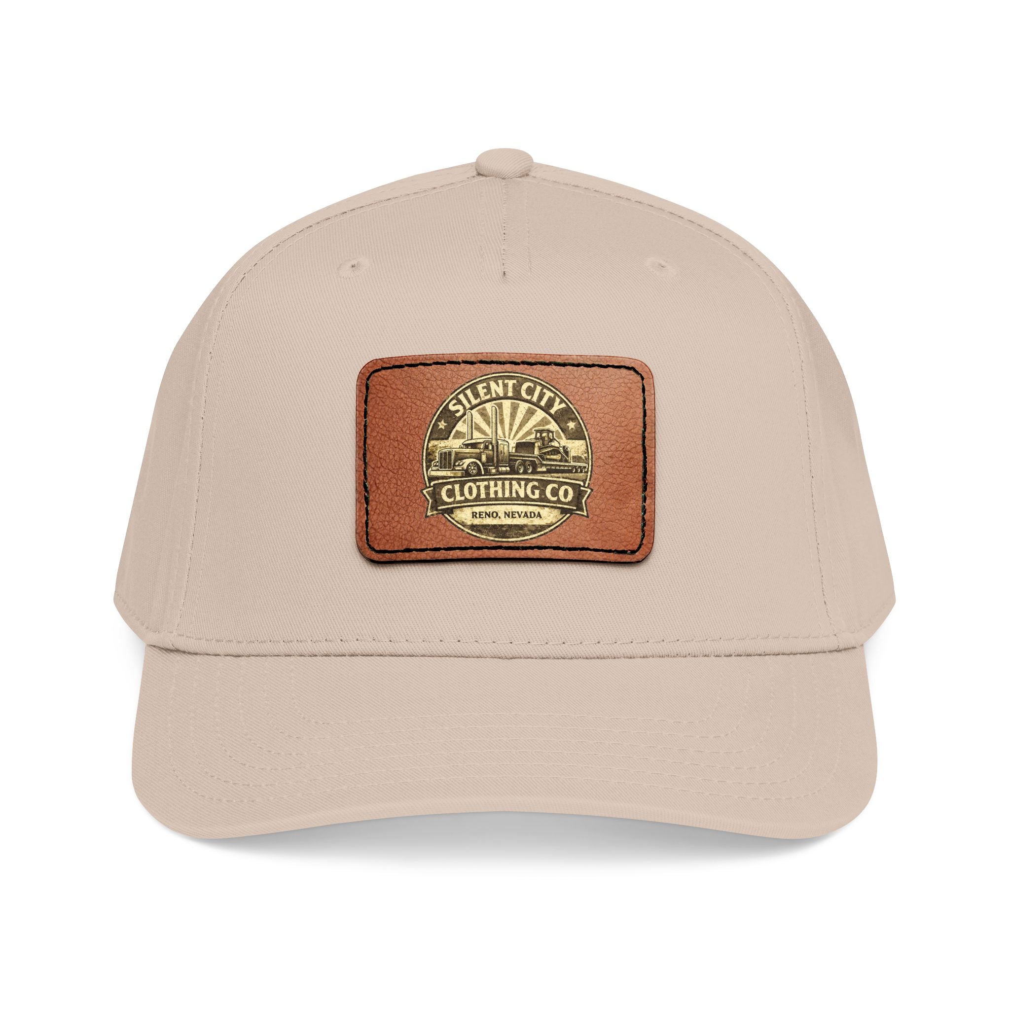 Mid Profile Baseball Cap with Leather Patch (Rectangle)