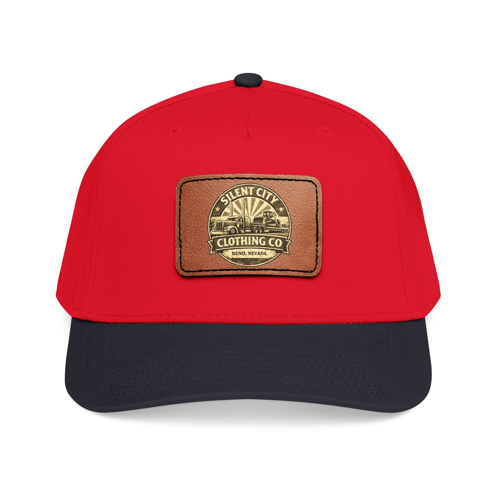 Mid Profile Baseball Cap with Leather Patch (Rectangle)