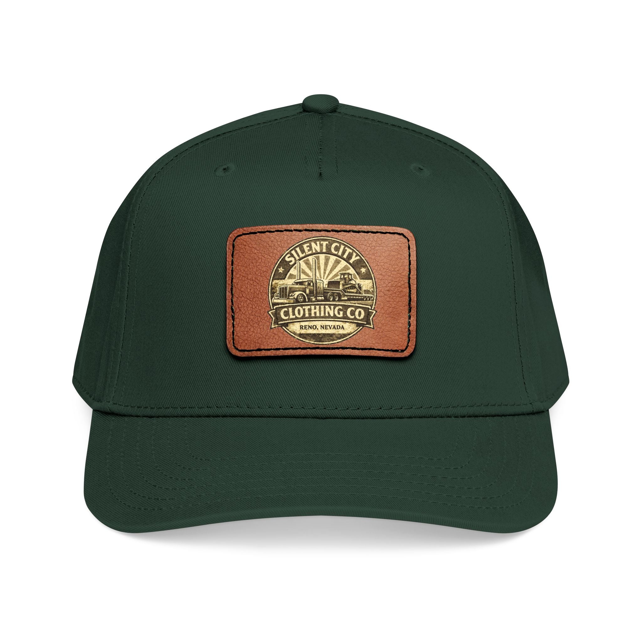 Mid Profile Baseball Cap with Leather Patch (Rectangle)