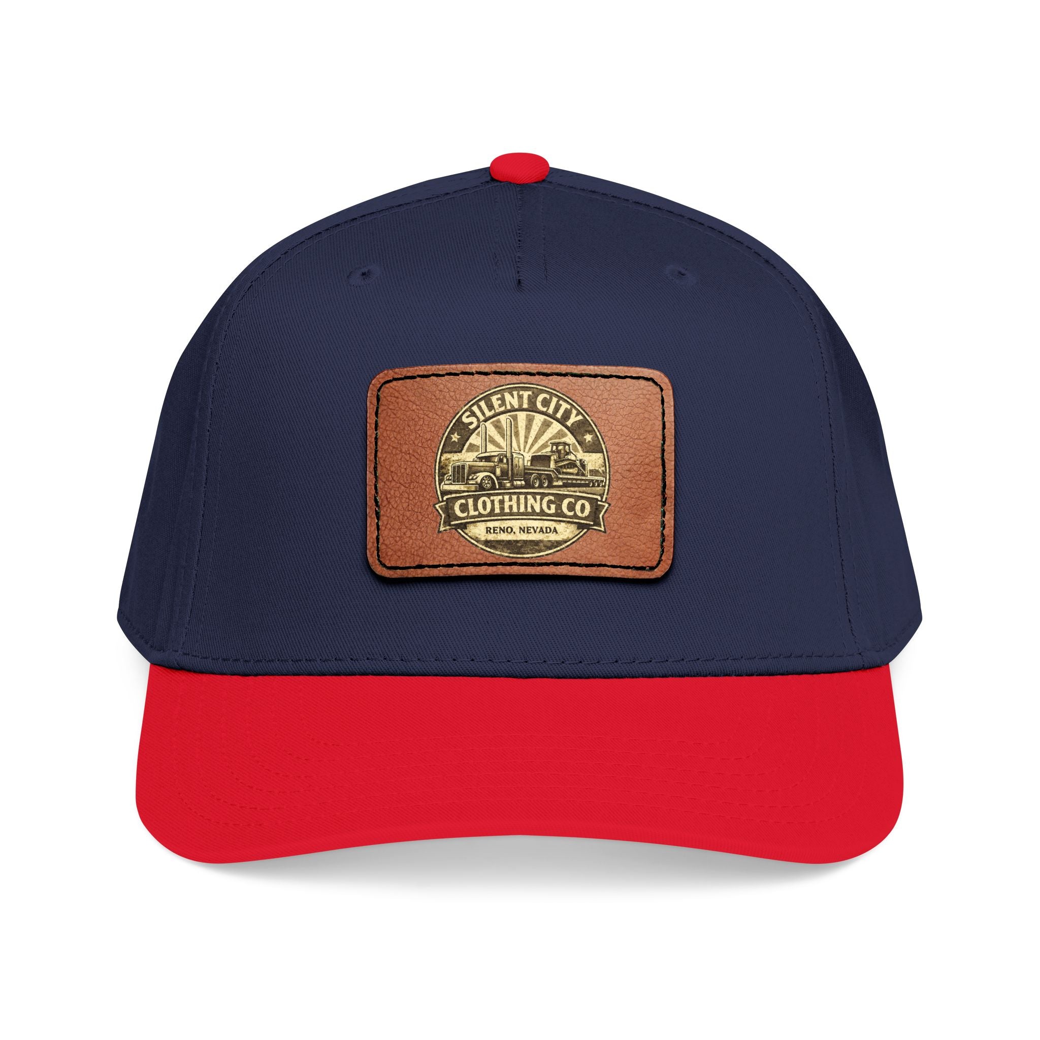 Mid Profile Baseball Cap with Leather Patch (Rectangle)